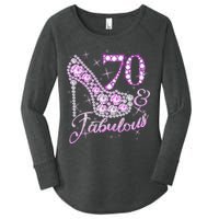 Fabulous & 70 Sparkly Shiny Heel 70th Birthday Women's Perfect Tri Tunic Long Sleeve Shirt