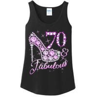 Fabulous & 70 Sparkly Shiny Heel 70th Birthday Ladies Essential Tank