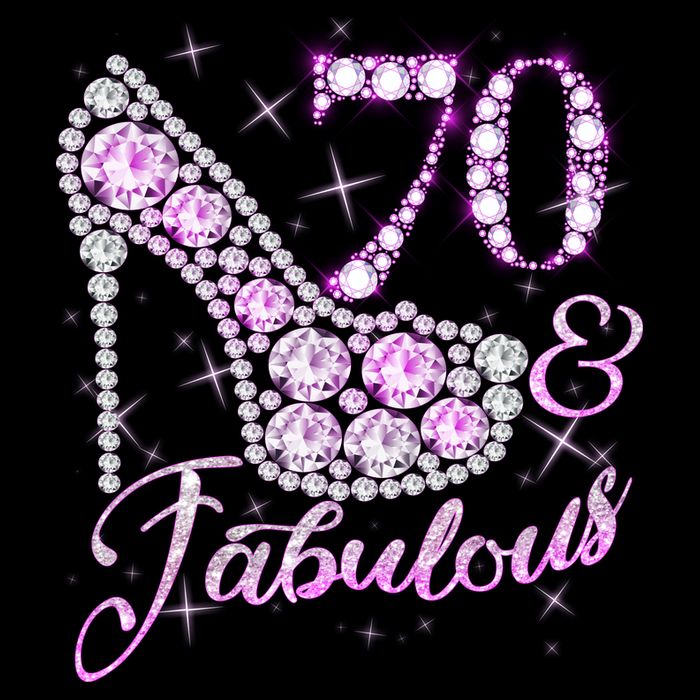 Fabulous & 70 Sparkly Shiny Heel 70th Birthday Flatbill Hat