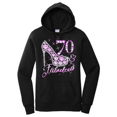 Fabulous & 70 Sparkly Shiny Heel 70th Birthday Women's Pullover Hoodie