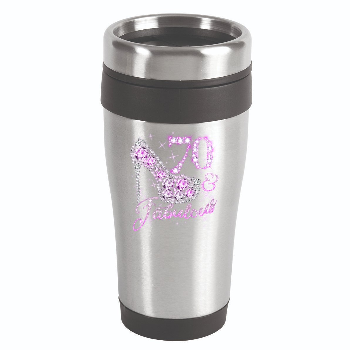 Fabulous & 70 Sparkly Shiny Heel 70th Birthday 16oz Travel Tumbler