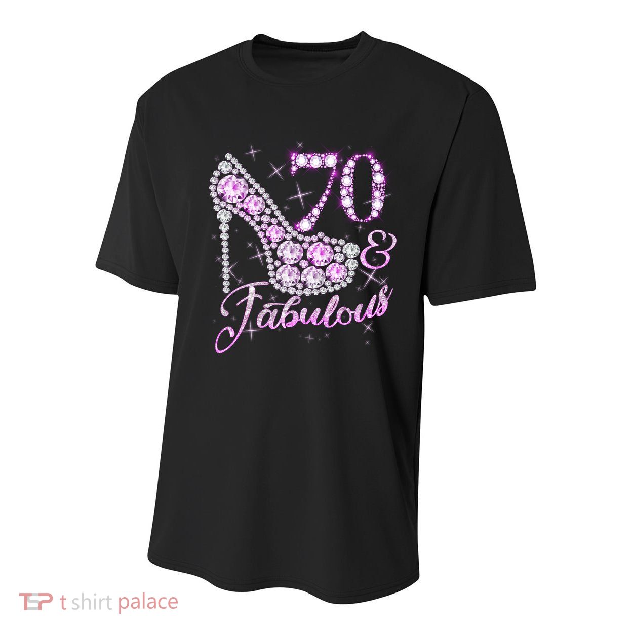 Fabulous & 70 Sparkly Shiny Heel 70th Birthday Youth Performance Sprint T-Shirt