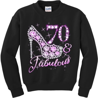 Fabulous & 70 Sparkly Shiny Heel 70th Birthday Kids Sweatshirt