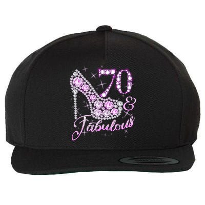 Fabulous & 70 Sparkly Shiny Heel 70th Birthday Wool Snapback Cap