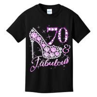 Fabulous & 70 Sparkly Shiny Heel 70th Birthday Kids T-Shirt