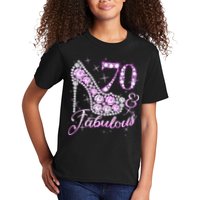 Fabulous & 70 Sparkly Shiny Heel 70th Birthday Kids T-Shirt