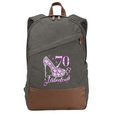 Fabulous & 70 Sparkly Shiny Heel 70th Birthday Cotton Canvas Backpack