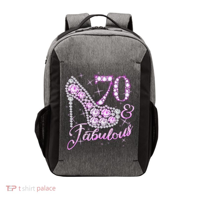 Fabulous & 70 Sparkly Shiny Heel 70th Birthday Vector Backpack