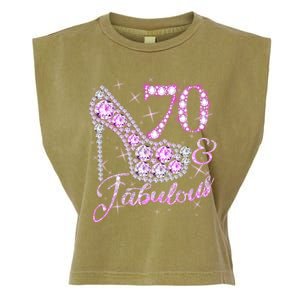 Fabulous & 70 Sparkly Shiny Heel 70th Birthday Garment-Dyed Women's Muscle Tee