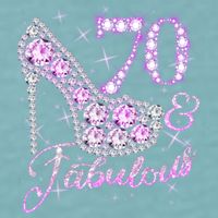 Fabulous & 70 Sparkly Shiny Heel 70th Birthday Sueded Cloud Jersey T-Shirt