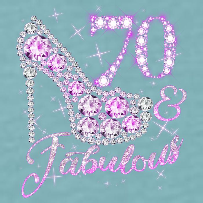 Fabulous & 70 Sparkly Shiny Heel 70th Birthday Sueded Cloud Jersey T-Shirt