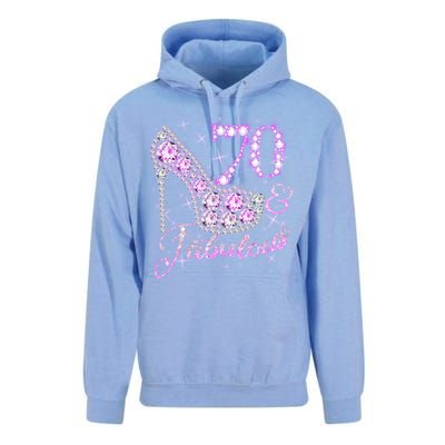 Fabulous & 70 Sparkly Shiny Heel 70th Birthday Unisex Surf Hoodie