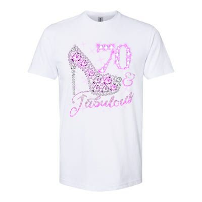 Fabulous & 70 Sparkly Shiny Heel 70th Birthday Softstyle® CVC T-Shirt