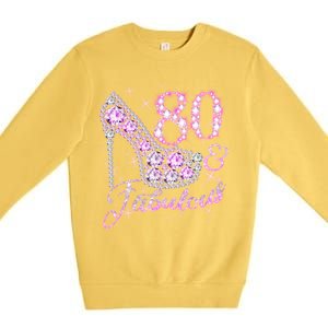 Fabulous & 80 Sparkly Shiny Heel 80th Birthday Premium Crewneck Sweatshirt