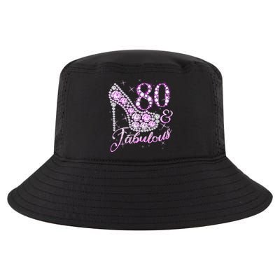 Fabulous & 80 Sparkly Shiny Heel 80th Birthday Cool Comfort Performance Bucket Hat