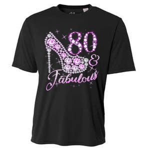 Fabulous & 80 Sparkly Shiny Heel 80th Birthday Cooling Performance Crew T-Shirt