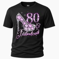 Fabulous & 80 Sparkly Shiny Heel 80th Birthday Cooling Performance Crew T-Shirt