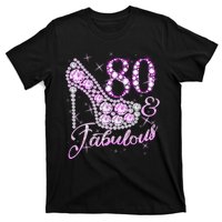 Fabulous & 80 Sparkly Shiny Heel 80th Birthday T-Shirt