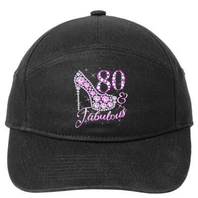 Fabulous & 80 Sparkly Shiny Heel 80th Birthday 7-Panel Snapback Hat