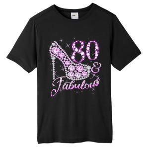 Fabulous & 80 Sparkly Shiny Heel 80th Birthday Tall Fusion ChromaSoft Performance T-Shirt