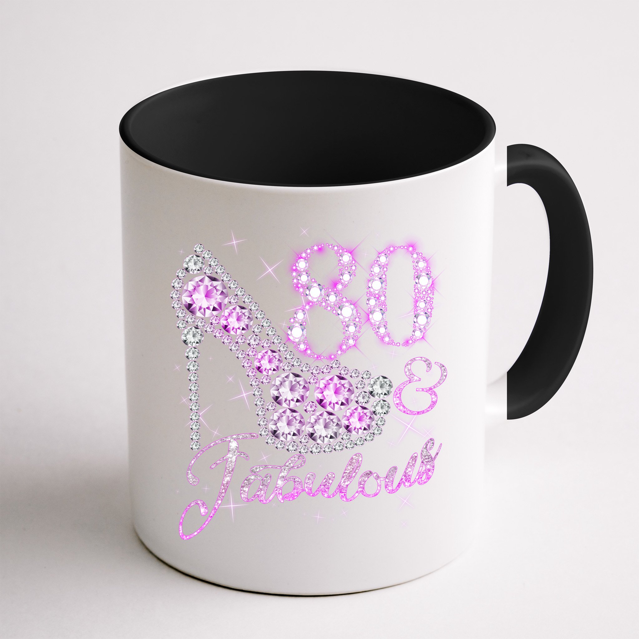 Fabulous & 80 Sparkly Shiny Heel 80th Birthday Mug