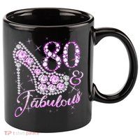 Fabulous & 80 Sparkly Shiny Heel 80th Birthday 11oz C Handle Ceramic Mug