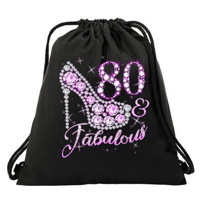 Fabulous & 80 Sparkly Shiny Heel 80th Birthday Drawstring Bag