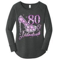 Fabulous & 80 Sparkly Shiny Heel 80th Birthday Women's Perfect Tri Tunic Long Sleeve Shirt