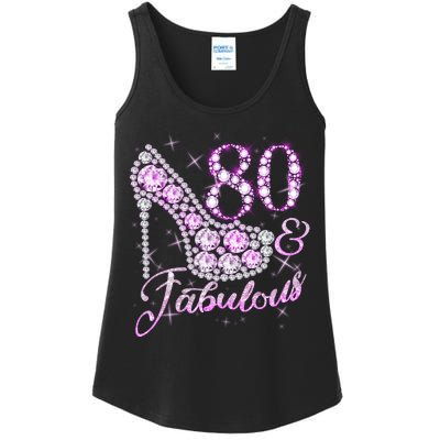 Fabulous & 80 Sparkly Shiny Heel 80th Birthday Ladies Essential Tank