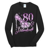 Fabulous & 80 Sparkly Shiny Heel 80th Birthday Tall Long Sleeve T-Shirt