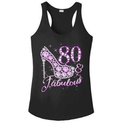 Fabulous & 80 Sparkly Shiny Heel 80th Birthday Ladies PosiCharge Competitor Racerback Tank