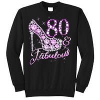 Fabulous & 80 Sparkly Shiny Heel 80th Birthday Tall Sweatshirt