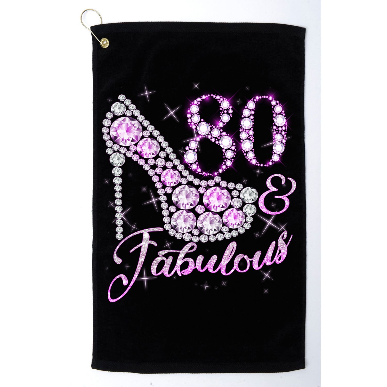Fabulous & 80 Sparkly Shiny Heel 80th Birthday Golf Towel