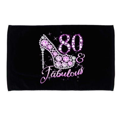 Fabulous & 80 Sparkly Shiny Heel 80th Birthday Microfiber Hand Towel