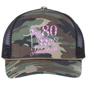 Fabulous & 80 Sparkly Shiny Heel 80th Birthday Retro Rope Trucker Hat Cap