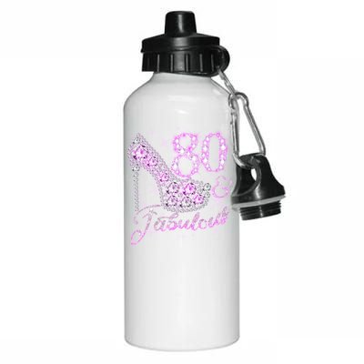 Fabulous & 80 Sparkly Shiny Heel 80th Birthday Aluminum Water Bottle