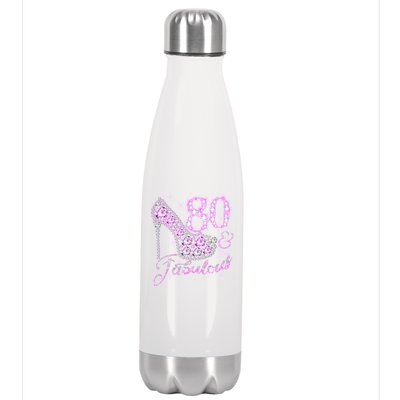 Fabulous & 80 Sparkly Shiny Heel 80th Birthday Stainless Steel Insulated Water Bottle