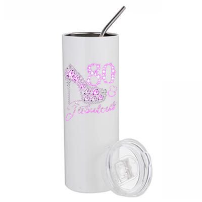 Fabulous & 80 Sparkly Shiny Heel 80th Birthday Stainless Steel Tumbler