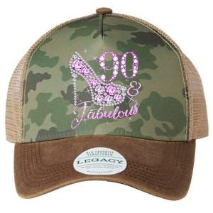 Fabulous & 90 Sparkly Shiny Heel 90th Birthday Legacy Tie Dye Trucker Hat