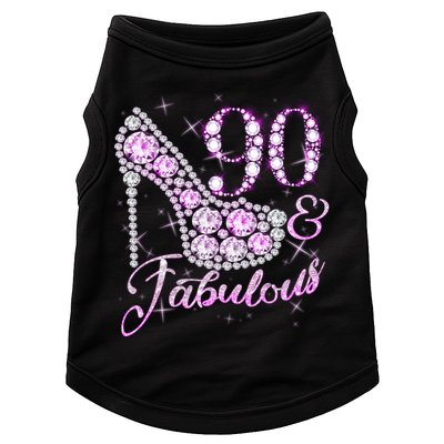 Fabulous & 90 Sparkly Shiny Heel 90th Birthday Doggie Tank