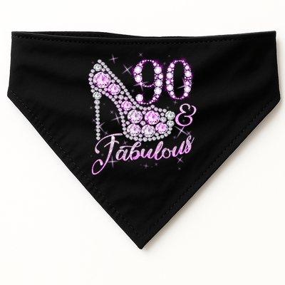 Fabulous & 90 Sparkly Shiny Heel 90th Birthday USA-Made Doggie Bandana