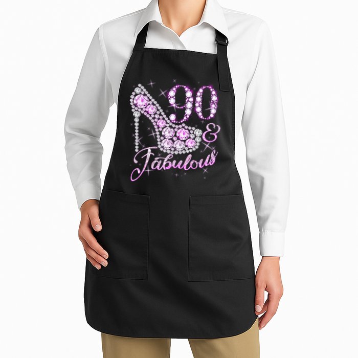 Fabulous & 90 Sparkly Shiny Heel 90th Birthday Apron
