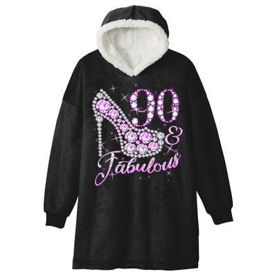Fabulous & 90 Sparkly Shiny Heel 90th Birthday Hooded Wearable Blanket