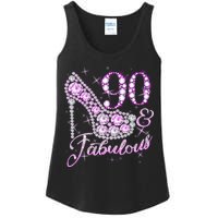 Fabulous & 90 Sparkly Shiny Heel 90th Birthday Ladies Essential Tank