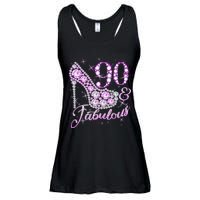 Fabulous & 90 Sparkly Shiny Heel 90th Birthday Ladies Essential Flowy Tank