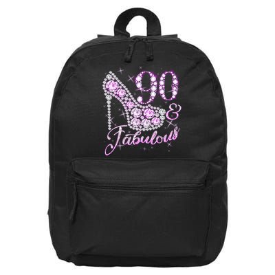 Fabulous & 90 Sparkly Shiny Heel 90th Birthday 16 in Basic Backpack