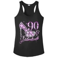 Fabulous & 90 Sparkly Shiny Heel 90th Birthday Ladies PosiCharge Competitor Racerback Tank