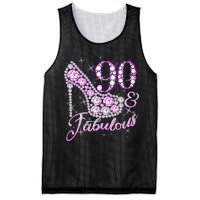 Fabulous & 90 Sparkly Shiny Heel 90th Birthday Mesh Reversible Basketball Jersey Tank