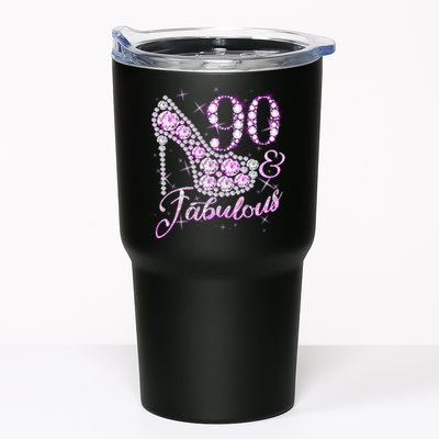 Fabulous & 90 Sparkly Shiny Heel 90th Birthday Tumbler