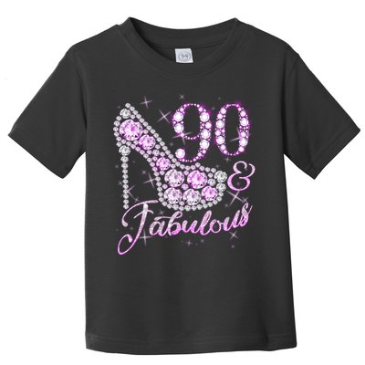 Fabulous & 90 Sparkly Shiny Heel 90th Birthday Toddler T-Shirt